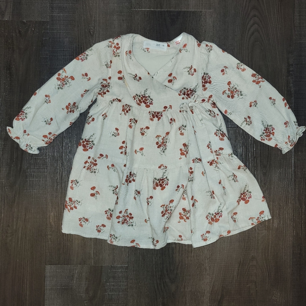 Zara Fall dress size 18-24 months colors oatmeal and burnt orange/burgundy